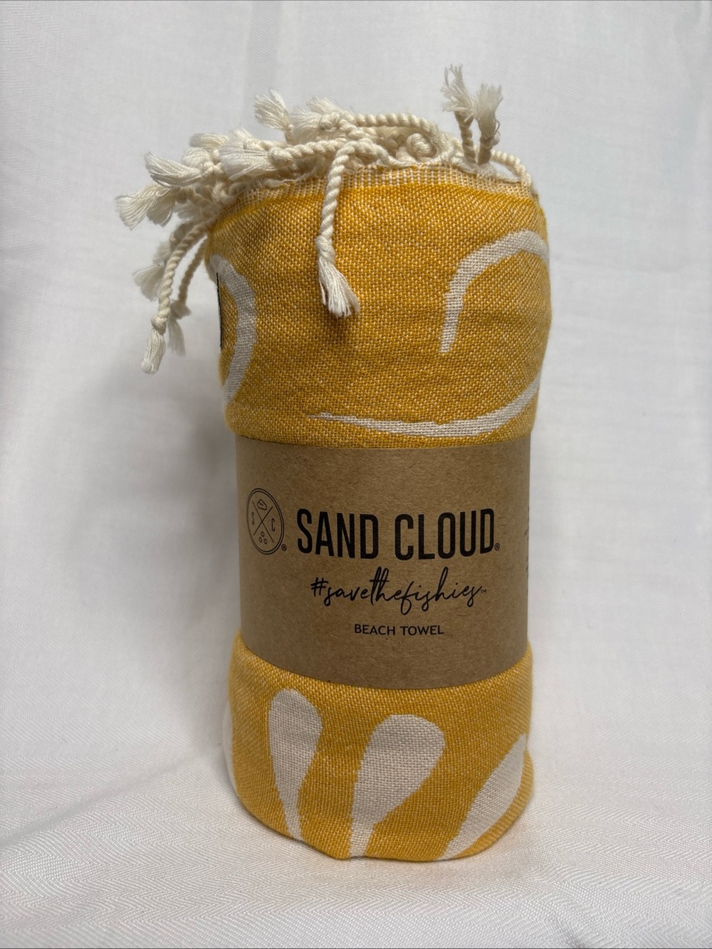 Sand Cloud Yellow & Lotus Patterned Beach Towel NWT